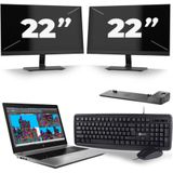 HP ZBook 15 G5 - Intel Core i7-8e Generatie - 15 inch - 16GB RAM - 256GB SSD - Windows 11 + 2x 22 inch Monitor Nette Staat