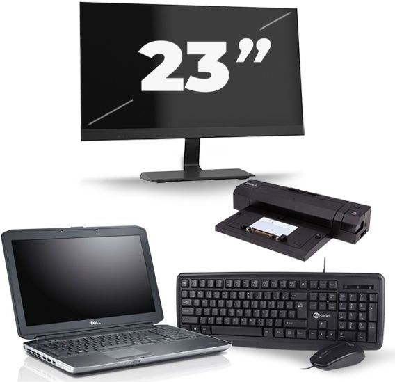 Dell Latitude E5530 - Intel Core i3-3e Generatie - 15 inch - 8GB RAM - 256GB SSD - Windows 10 + 1x 23 inch Monitor Nette Staat