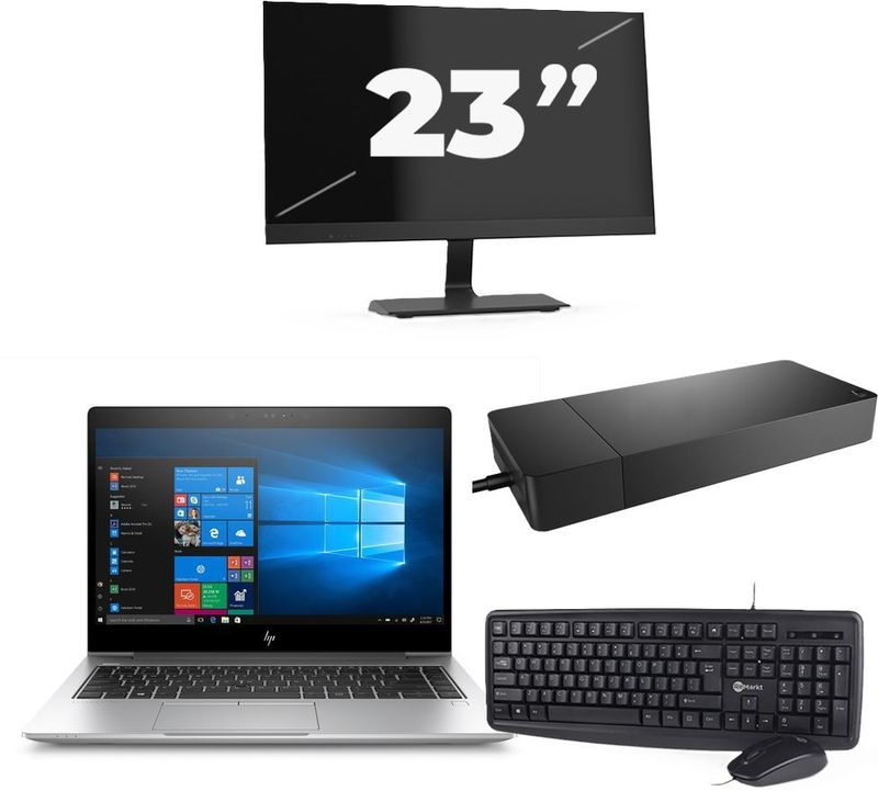 HP EliteBook x360 830 G7 - Intel Core i5-10e Generatie - 13 inch - 16GB RAM - 256GB SSD - Windows 11 Home + 1x 23 inch Monitor Zichtbaar gebruikt