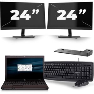 HP ProBook 4510s - Intel Celeron T3000 - 15 inch - 4GB RAM - 256GB SSD - Windows 10 Home + 2x 24 inch Monitor Zichtbare schade