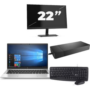 HP EliteBook 835 G7 - AMD Ryzen 3 Pro 4450U - 13 inch - 16GB RAM - 256GB SSD - Windows 10 Home + 1x 22 inch Monitor Zichtbare schade