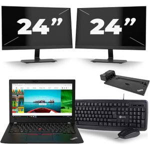 Lenovo Thinkpad A285 - AMD Ryzen 5 2500U - 12 inch - 8GB RAM - 256GB SSD - Windows 10 + 2x 24 inch Monitor Zichtbaar gebruikt