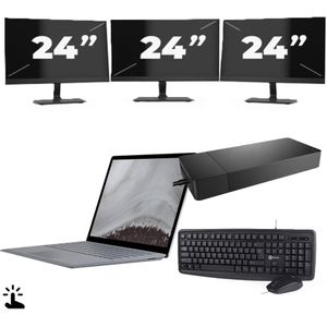 Microsoft Surface Laptop 2 - Intel Core i7-8e Generatie - 12 inch - Touch - 8GB RAM - 256GB SSD - Windows 11 Home + 3x 24 inch Monitor Zichtbaar gebruikt