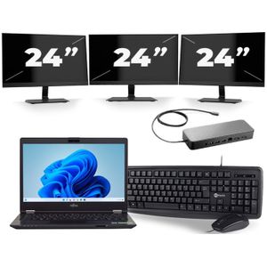 Fujitsu LifeBook U749 - Intel Core i5-8e Generatie - 14 inch - 16GB RAM - 256GB SSD - Windows 11 + 3x 24 inch Monitor Zichtbare schade