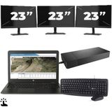 HP ZBook 15u G3 - Intel Core i7-6e Generatie - 15 inch - Touch - 16GB RAM - 256GB SSD - Windows 11 Home + 3x 23 inch Monitor Zichtbare schade