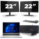 HP ProBook 640 G8 - Intel Core i5-11e Generatie - 14 inch - 16GB RAM - 256GB SSD - Windows 11 + 2x 22 inch Monitor Zichtbaar gebruikt