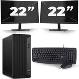 HP EliteDesk 800 G6 Tower - Intel Core i5-10e Generatie - 16GB RAM - 256GB SSD - Windows 11 + 2x 22 inch Monitor Nette Staat
