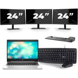 HP ProBook 440 G7 - Intel Core i5-10e Generatie - 14 inch - 8GB RAM - 256GB SSD - Windows 11 + 3x 24 inch Monitor Zichtbaar gebruikt