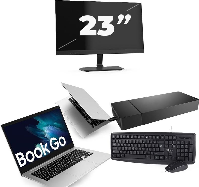 Microsoft Surface Go - Intel Core i5-10e Generatie - 10 inch - 8GB RAM - 64GB SSD - Windows 11 Home + 1x 23 inch Monitor Zichtbaar gebruikt