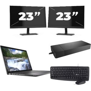 Dell Latitude 7410 - Intel Core i5-10e Generatie - 14 inch - 16GB RAM - 256GB SSD - Windows 11 Home + 2x 23 inch Monitor Zichtbaar gebruikt