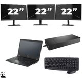 Fujitsu Lifebook U7410 - Intel Core i5-10e Generatie - 14 inch - Touch - 16GB RAM - 256GB SSD - Windows 11 Home + 3x 22 inch Monitor Nette Staat