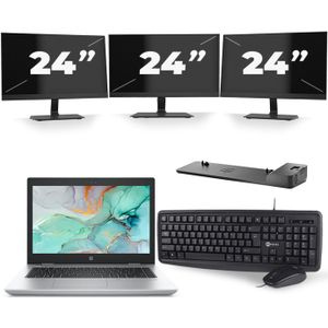 HP ProBook 645 G4 - AMD Ryzen 7 PRO 2700U - 14 inch - 8GB RAM - 256GB SSD - Windows 10 + 3x 24 inch Monitor Zichtbaar gebruikt