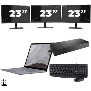 Microsoft Surface Laptop 2 - Intel Core i7-8e Generatie - 12 inch - Touch - 8GB RAM - 256GB SSD - Windows 11 Home + 3x 23 inch Monitor Zichtbaar gebruikt