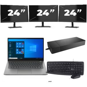 Lenovo ThinkBook 14 G3 ACL - AMD Ryzen 7 5700U - 14 inch - 16GB RAM - 256GB SSD - Windows 11 Home + 3x 24 inch Monitor Zichtbare schade