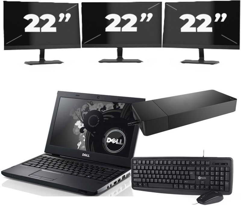 Dell Precision 3350 - Intel Core i7-10e Generatie - 15 inch - 16GB RAM - 256GB SSD - Windows 11 + 3x 22 inch Monitor Zichtbaar gebruikt