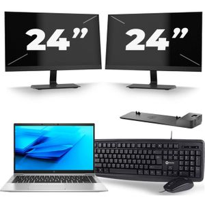 HP EliteBook 840 G7 - Intel Core i7-10e Generatie - 14 inch - 16GB RAM - 512GB SSD - Windows 11 + 2x 24 inch Monitor Zichtbaar gebruikt
