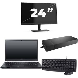 Acer TravelMate P645-SG - Intel Core i7-5e Generatie - 14 inch - 8GB RAM - 256GB SSD - Windows 11 Home + 1x 24 inch Monitor Nette Staat