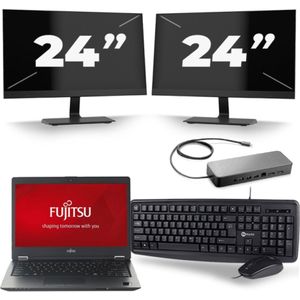 Fujitsu LifeBook U728 - Intel Core i7-8e Generatie - 12 inch - 16GB RAM - 256GB SSD - Windows 11 + 2x 24 inch Monitor Zichtbaar gebruikt