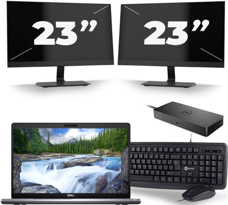 Dell Latitude 5510 - Intel Core i5-10e Generatie - 15 inch - 16GB RAM - 256GB SSD - Windows 11 + 2x 23 inch Monitor Zichtbare schade