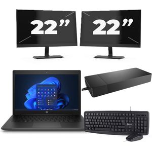 HP Pro X360 Fortis G9 - Intel Pentium N6000 - 11 inch - 8GB RAM - 256GB SSD - Windows 11 Home + 2x 22 inch Monitor Nette Staat