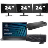 Dell Vostro 15 3510 - Intel Core i5-11e Generatie - 15 inch - 16GB RAM - 256GB SSD - Windows 11 Home + 3x 24 inch Monitor Nette Staat