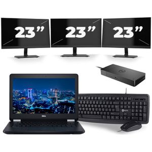 Dell Latitude E5270 - Intel Core i5-6e Generatie - 12 inch - 8GB RAM - 256GB SSD - Windows 11 + 3x 23 inch Monitor Nette Staat