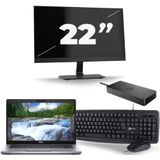 Dell Latitude 5411 - Intel Core i7-10e Generatie - 14 inch - 16GB RAM - 256GB SSD - Windows 11 + 1x 22 inch Monitor Zichtbaar gebruikt