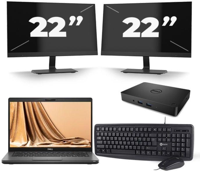 Dell Latitude 5401 - Intel Core i5-9e Generatie - 14 inch - 16GB RAM - 512GB SSD - Windows 11 + 2x 22 inch Monitor Zichtbare schade