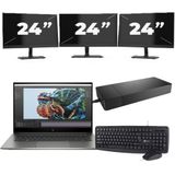 HP Zbook Studio G8 - Intel Core i7-11e Generatie - 15 inch - 16GB RAM - 256GB SSD - Windows 11 Home + 3x 24 inch Monitor Nette Staat