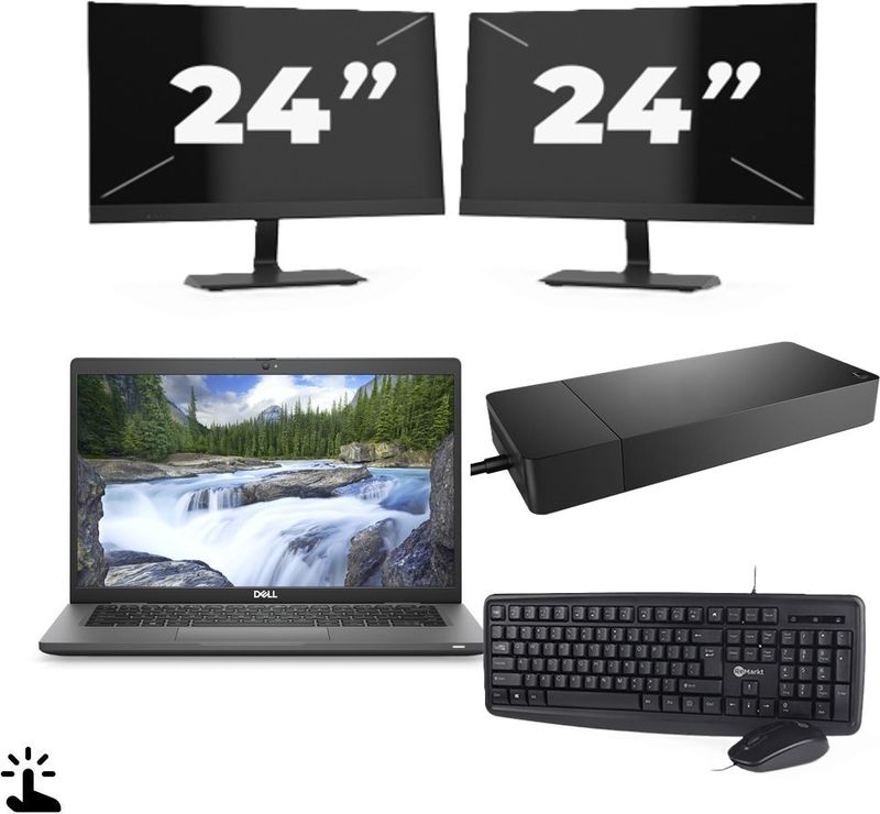 Dell Latitude 7330 - Intel Core i7-12e Generatie - 13 inch - Touch - 32GB RAM - 256GB SSD - Windows 11 Home + 2x 24 inch Monitor Nette Staat
