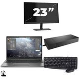 HP ZBook Firefly 14 G8 - Intel Core i7-11e Generatie - 14 inch - Touch - 16GB RAM - 256GB SSD - Windows 11 Home + 1x 23 inch Monitor Zichtbaar gebruikt