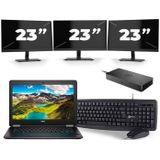 Dell Latitude E7270 - Intel Core i7-6e Generatie - 12 inch - 16GB RAM - 512GB SSD - Windows 11 + 3x 23 inch Monitor Zichtbaar gebruikt