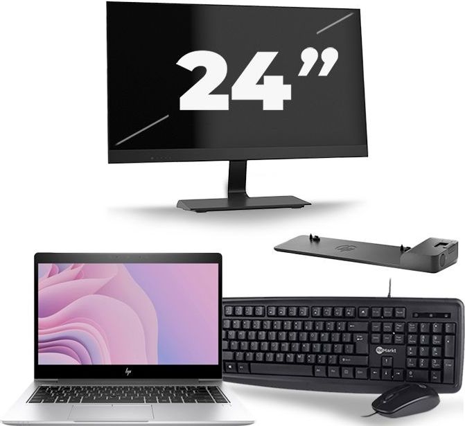 HP EliteBook 840 G6 - Intel Core i7-8e Generatie - 14 inch - 16GB RAM - 512GB SSD - Windows 11 + 1x 24 inch Monitor Zichtbaar gebruikt
