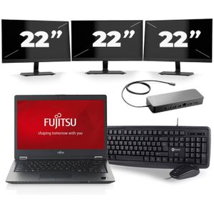 Fujitsu LifeBook U747 - Intel Core i5-6e Generatie - 14 inch - 8GB RAM - 256GB SSD - Windows 11 + 3x 22 inch Monitor Zichtbaar gebruikt
