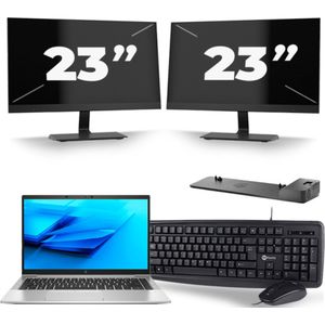 HP EliteBook 840 G7 - Intel Core i7-10e Generatie - 14 inch - 16GB RAM - 256GB SSD - Windows 11 + 2x 23 inch Monitor Zichtbaar gebruikt