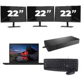 Lenovo ThinkPad T495 - AMD Ryzen 5 PRO 3500U - 14 inch - 16GB RAM - 256GB SSD - Windows 11 Home + 3x 22 inch Monitor Zichtbaar gebruikt