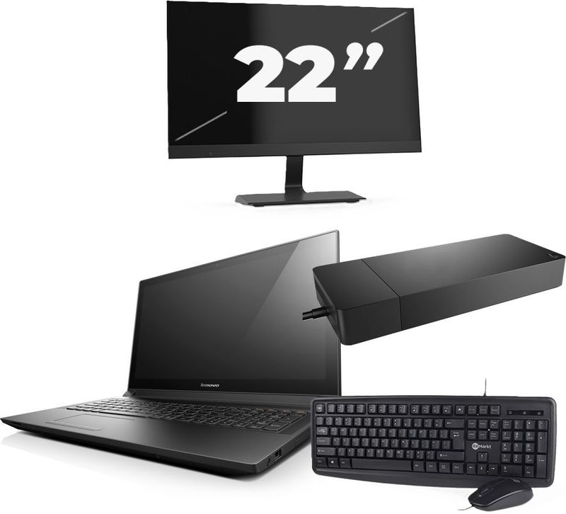 Lenovo B50-70 - Intel Core i3-4e Generatie - 15 inch - 8GB RAM - 256GB SSD - Windows 11 Home + 1x 22 inch Monitor Zichtbare schade