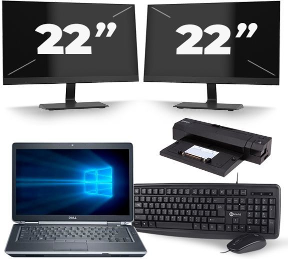 Dell Latitude E6430 - Intel Core i7-2e Generatie - 14 inch - 8GB RAM - 256GB SSD - Windows 10 + 2x 22 inch Monitor Zichtbare schade