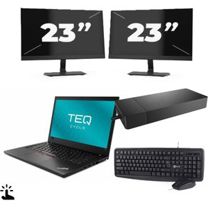 Lenovo ThinkPad T480 - Intel Core i3-8e Generatie - 14 inch - Touch - 8GB RAM - 256GB SSD - Windows 11 + 2x 23 inch Monitor Nette Staat