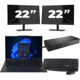 Lenovo ThinkPad X1C - Intel Core i5-6e Generatie - 14 inch - 8GB RAM - 256GB SSD - Windows 11 Home + 2x 22 inch Monitor Zichtbare schade