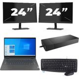 Lenovo IdeaPad Flex 5 14ITL05 - Intel Core i3-11e Generatie - 14 inch - 16GB RAM - 256GB SSD - Windows 11 Home + 2x 24 inch Monitor Zichtbaar gebruikt