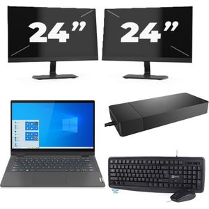 Lenovo IdeaPad Flex 5 14ITL05 - Intel Core i3-11e Generatie - 14 inch - 16GB RAM - 256GB SSD - Windows 11 Home + 2x 24 inch Monitor Zichtbaar gebruikt