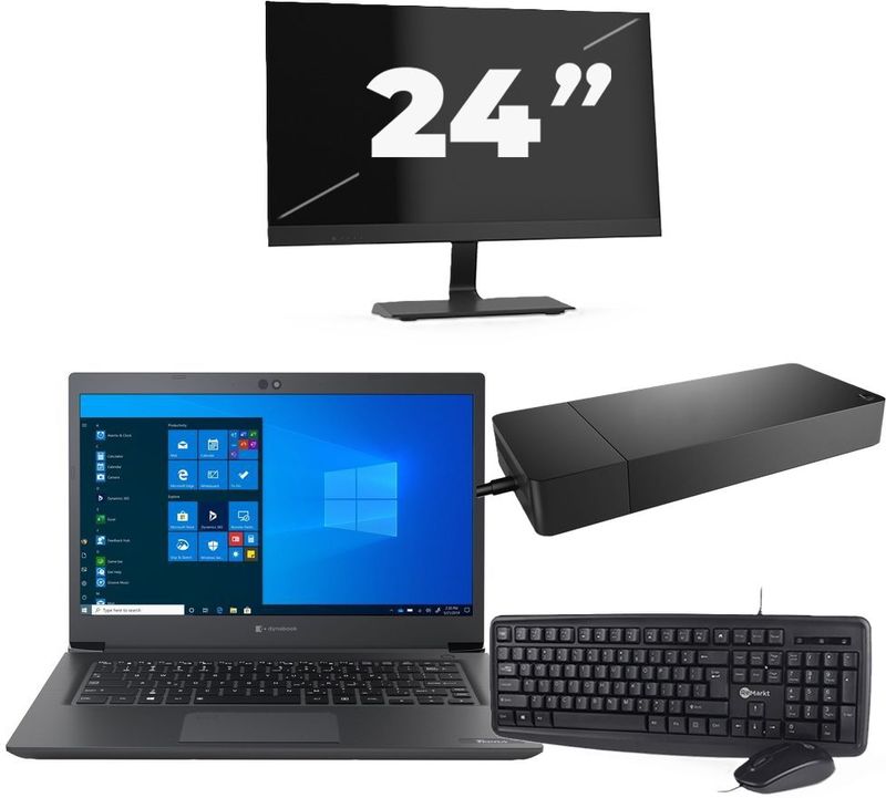 Dynabook Dynabook Tecra A40-G - Intel Core i3-8e Generatie - 14 inch - 8GB RAM - 256GB SSD - Windows 11 Home + 1x 24 inch Monitor Nette Staat