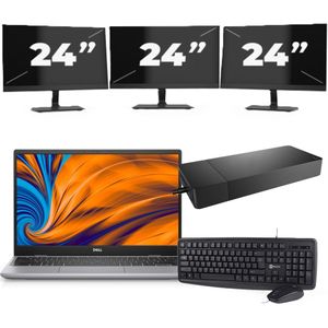 Dell Latitude 3320 - Intel Core i5-11e Generatie - 14 inch - 8GB RAM - 256GB SSD - Windows 11 Home + 3x 24 inch Monitor Nette Staat