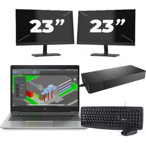 HP ZBook 14u G5 - Intel Core i7-8e Generatie - 14 inch - 16GB RAM - 256GB SSD - Windows 11 + 2x 23 inch Monitor Nette Staat