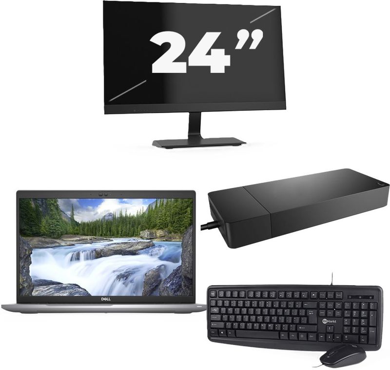 Dell Latitude 5520 - Intel Core i5-11e Generatie - 15 inch - 16GB RAM - 256GB SSD - Windows 11 Home + 1x 24 inch Monitor Zichtbaar gebruikt