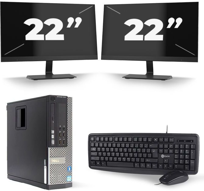 Dell Optiplex 7010 SFF - Intel Core i5-3e Generatie - 8GB RAM - 256GB SSD - Windows 10 + 2x 22 inch Monitor Nette Staat