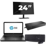 HP 250 G3 - Intel Core i3-4e Generatie - 15 inch - 8GB RAM - 256GB SSD - Windows 11 Home + 1x 24 inch Monitor Zichtbaar gebruikt