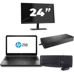 HP 250 G3 - Intel Core i3-4e Generatie - 15 inch - 8GB RAM - 256GB SSD - Windows 11 Home + 1x 24 inch Monitor Zichtbaar gebruikt