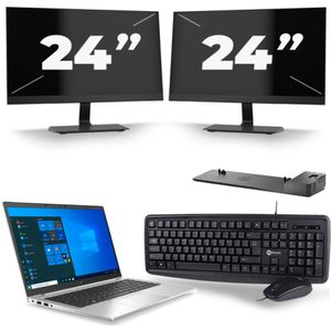 HP EliteBook 845 G7 - AMD Ryzen 5 PRO 4650U - 14 inch - 8GB RAM - 256GB SSD - Windows 10 + 2x 24 inch Monitor Zichtbare schade